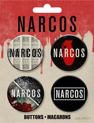Figurine narcos logos buttons 4 pack